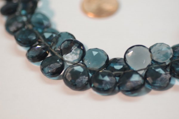 Dark Grey Hydro Quartz Hearts Faceted