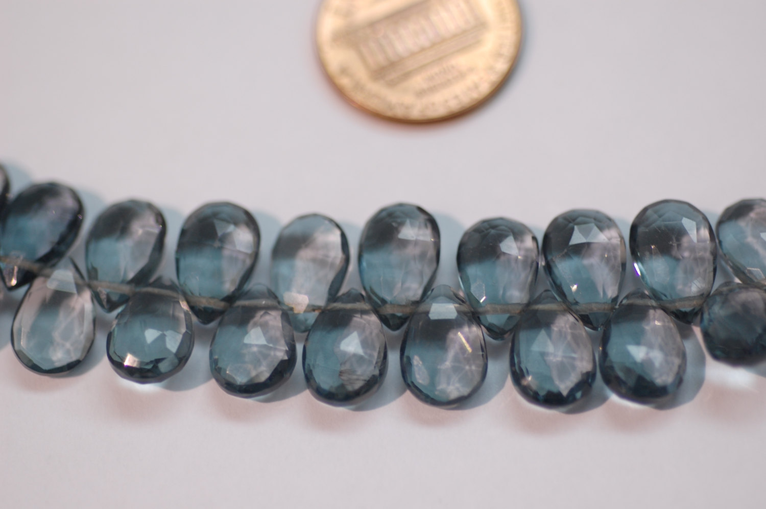 Dark Grey Hydro Quartz Pear Faceted