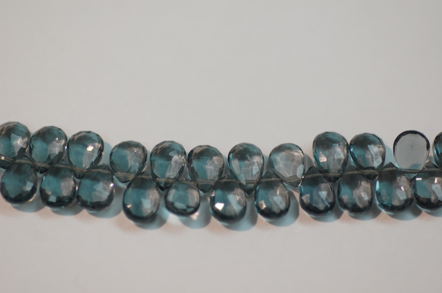 Dark Grey Hydro Quartz Pear Faceted