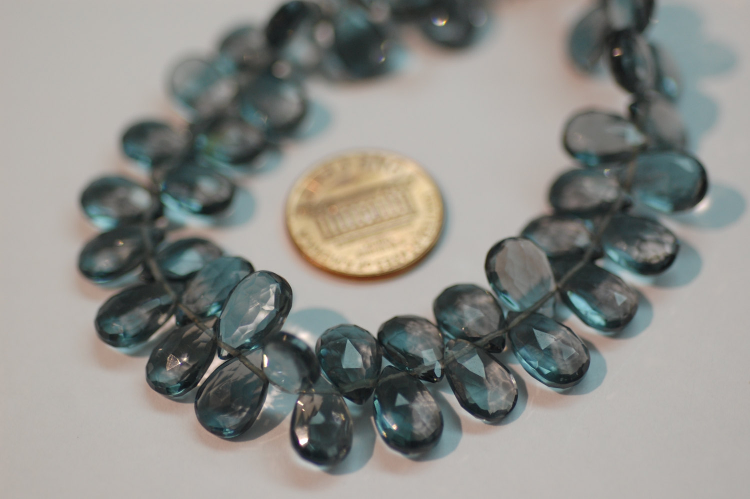 Dark Grey Hydro Quartz Pear Faceted