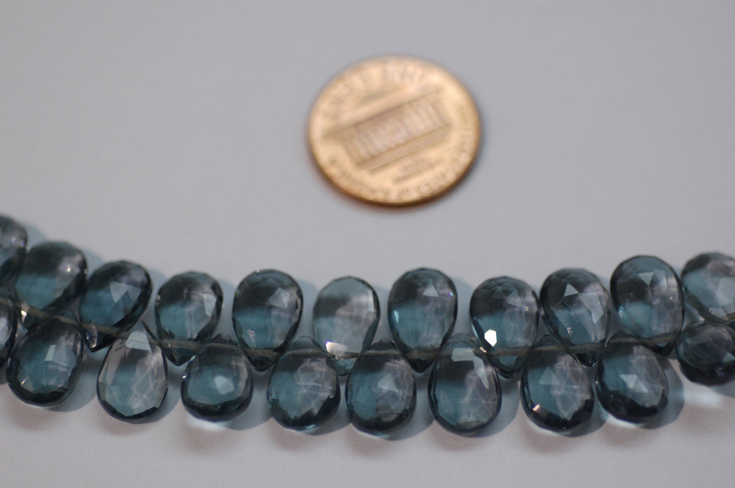 Dark Grey Hydro Quartz Pear Faceted