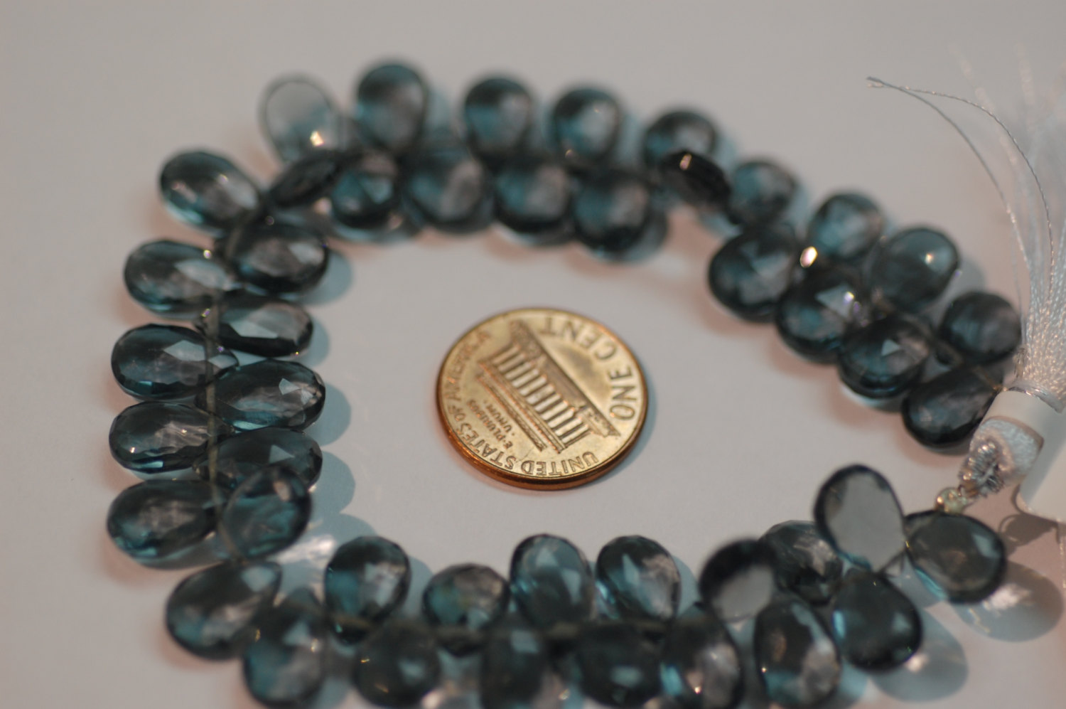 Dark Grey Hydro Quartz Pear Faceted