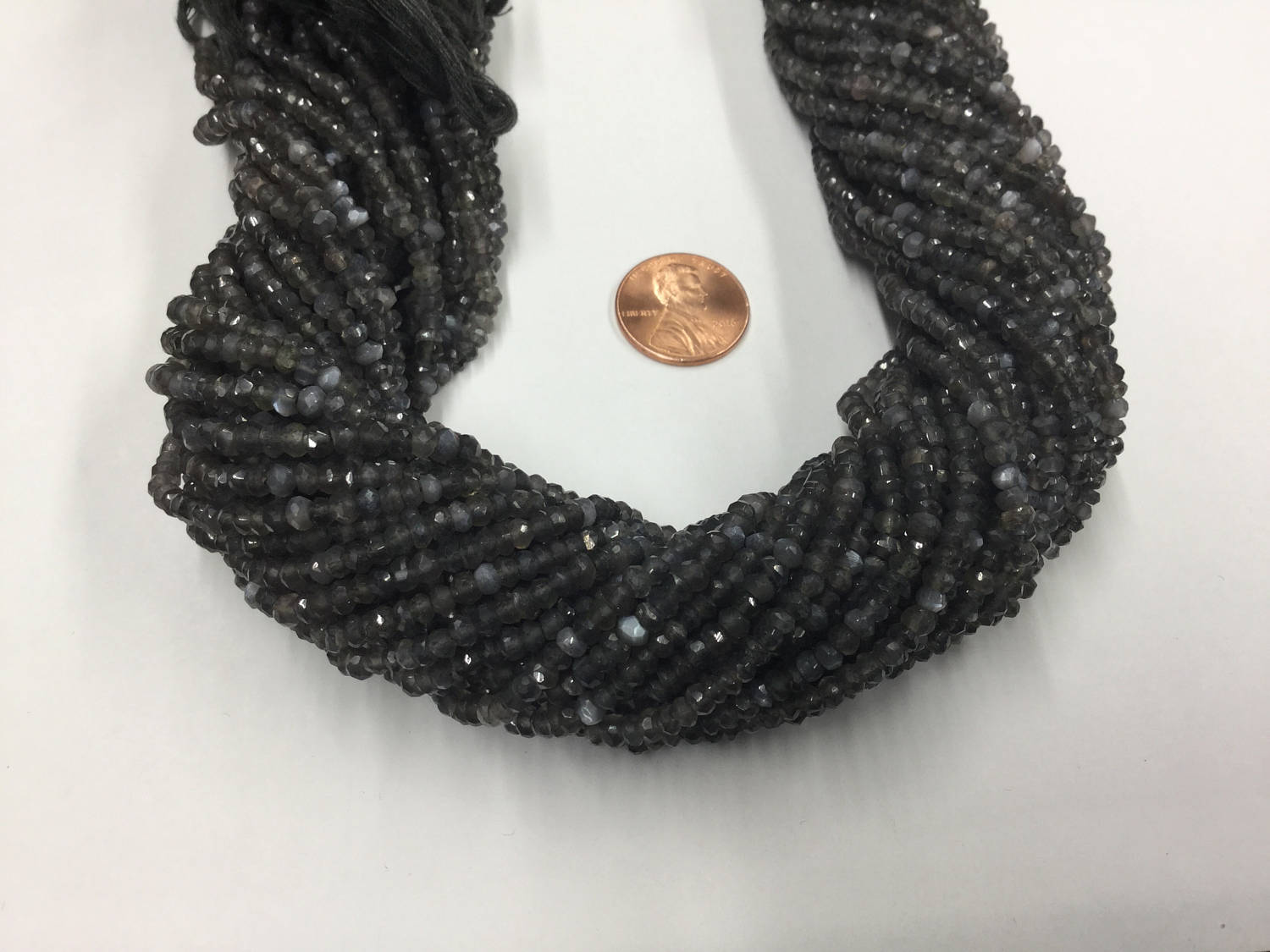 Dark Grey Moonstone Rondelles Faceted