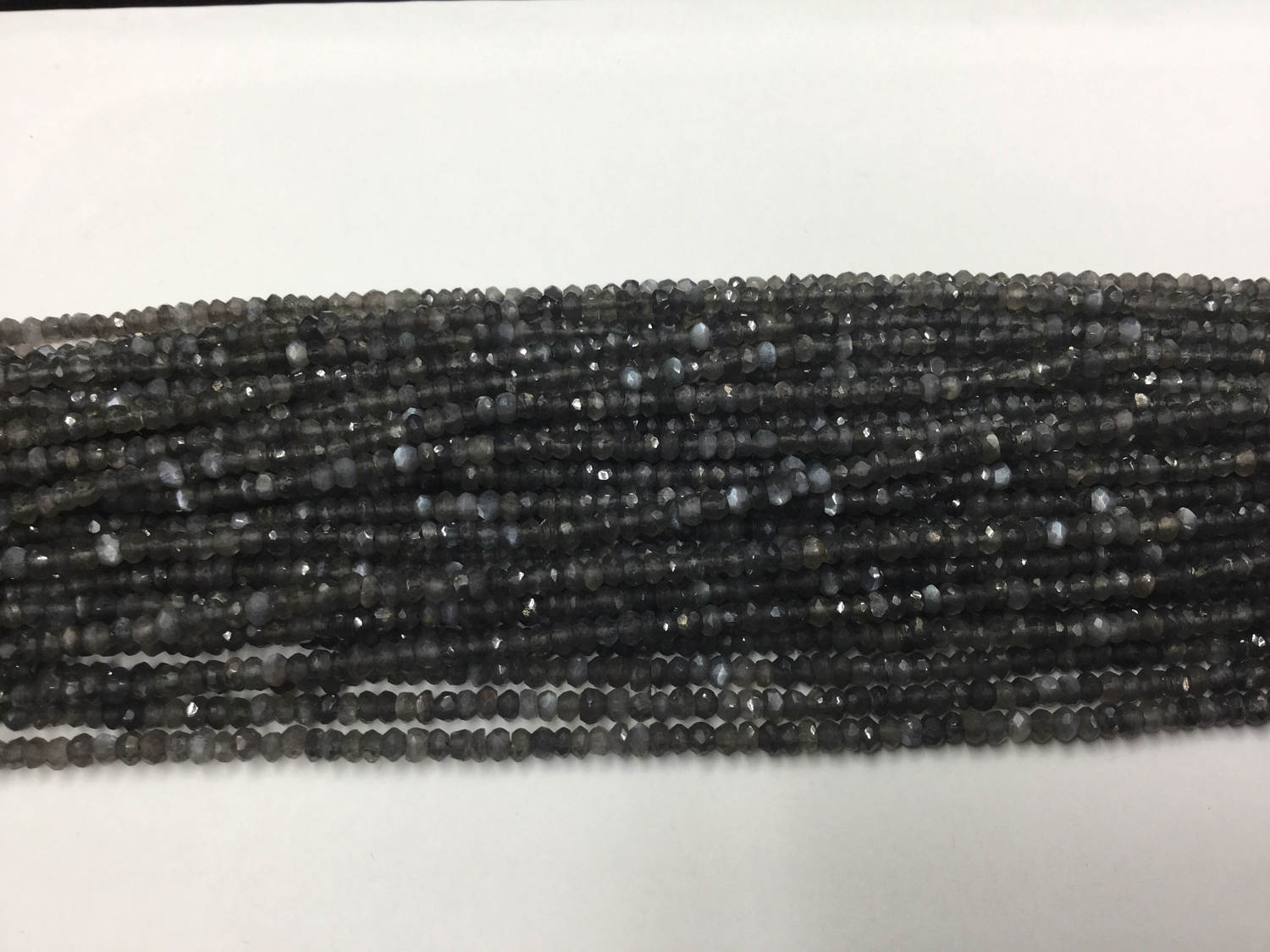 Dark Grey Moonstone Rondelles Faceted