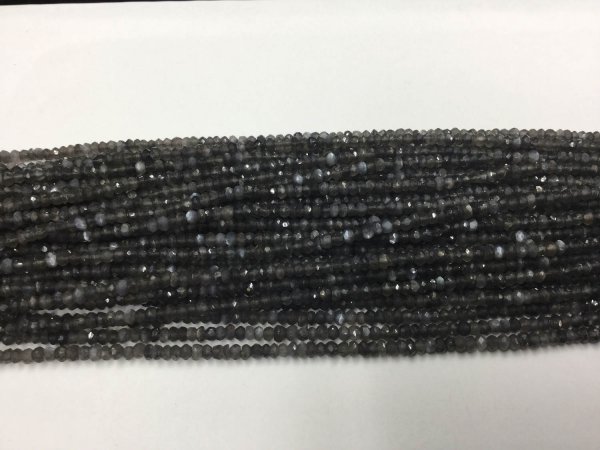 Dark Grey Moonstone Rondelles Faceted