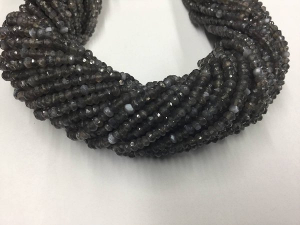 Dark Grey Moonstone Rondelles Faceted