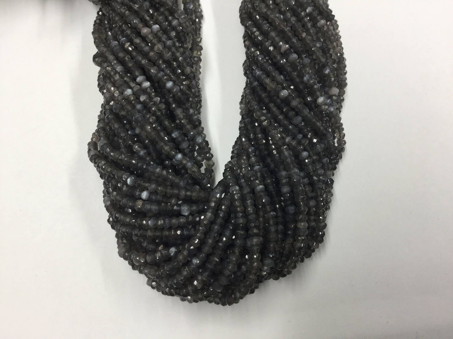 Dark Grey Moonstone Rondelles Faceted