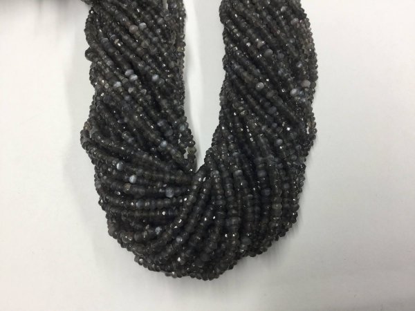 Dark Grey Moonstone Rondelles Faceted