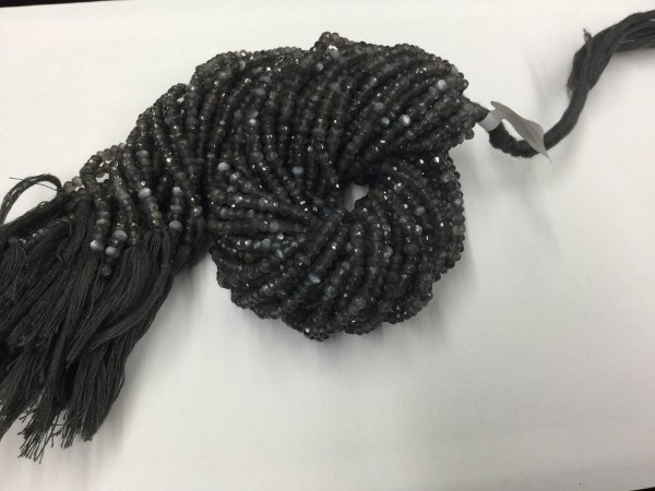 Dark Grey Moonstone Rondelles Faceted