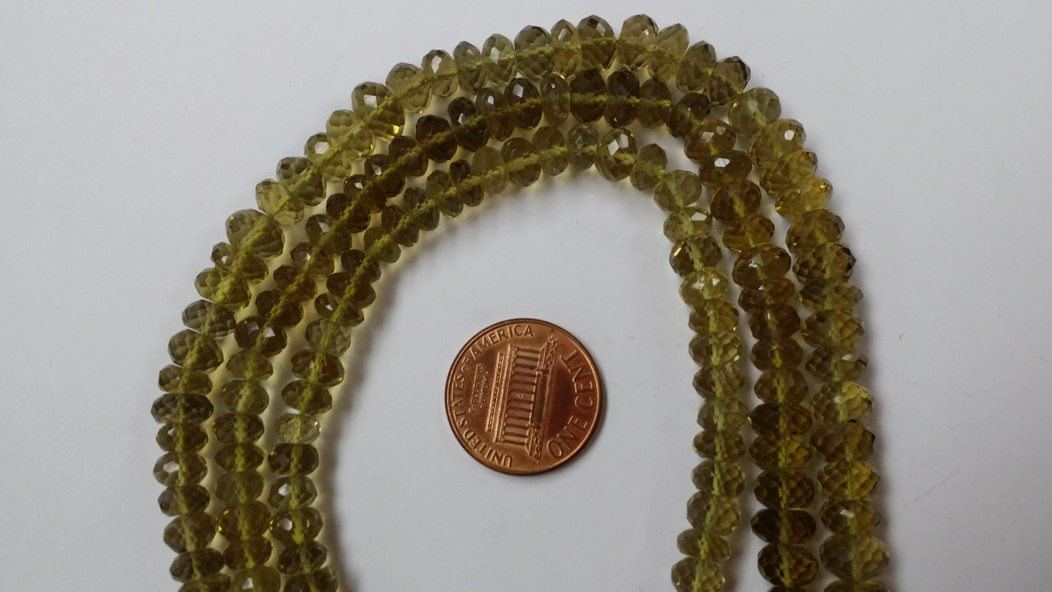 Dark Olive Green Hydro Quartz Faceted Rondelle