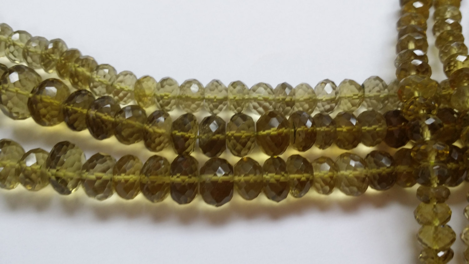 Dark Olive Green Hydro Quartz Faceted Rondelle