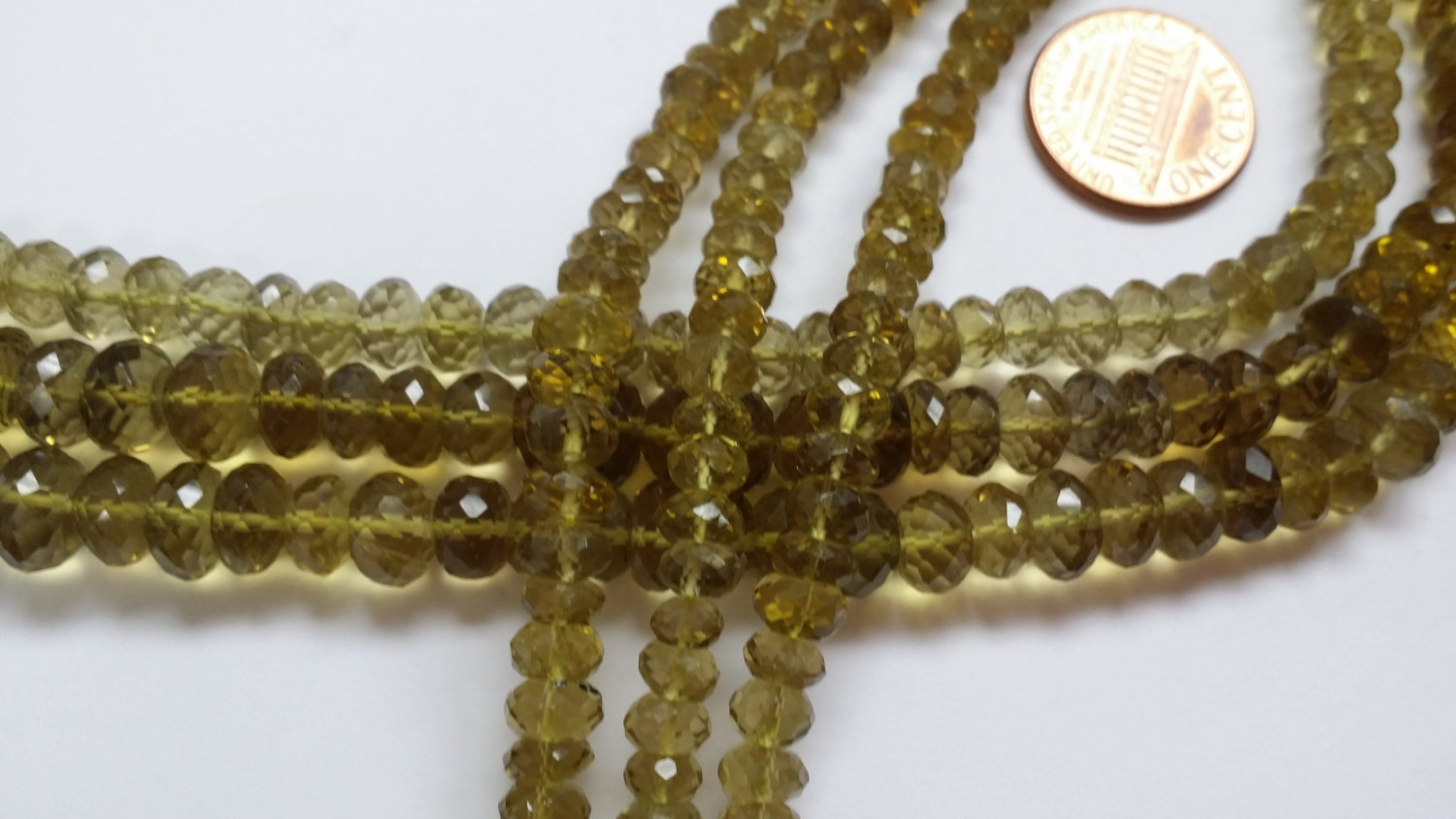Dark Olive Green Hydro Quartz Faceted Rondelle
