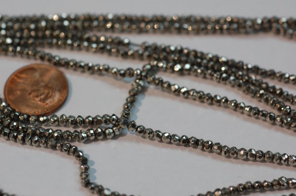 Dark Silver Pyrite Rondelle