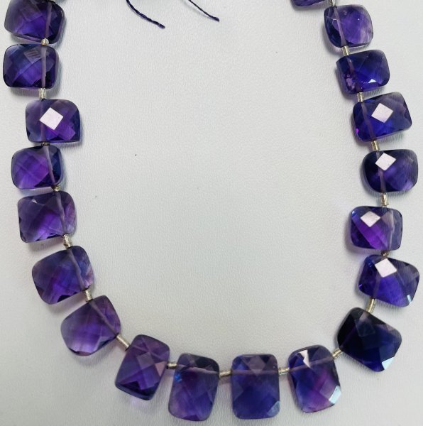 Purple Amethyst Checker Board Cut Rectangle Faceted