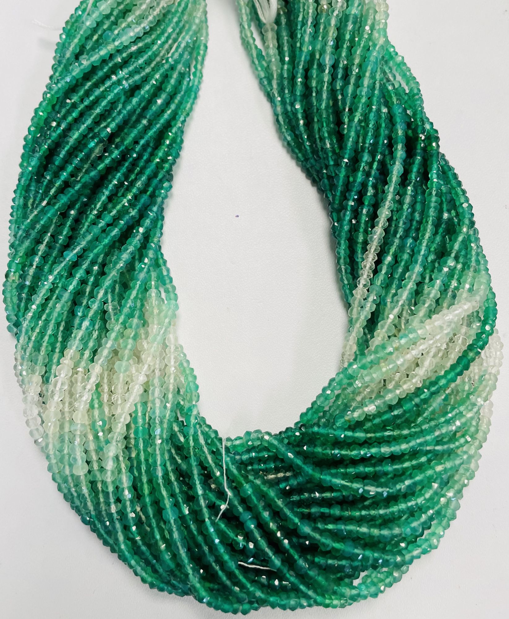 Shaded Green Onyx Rondelle Faceted