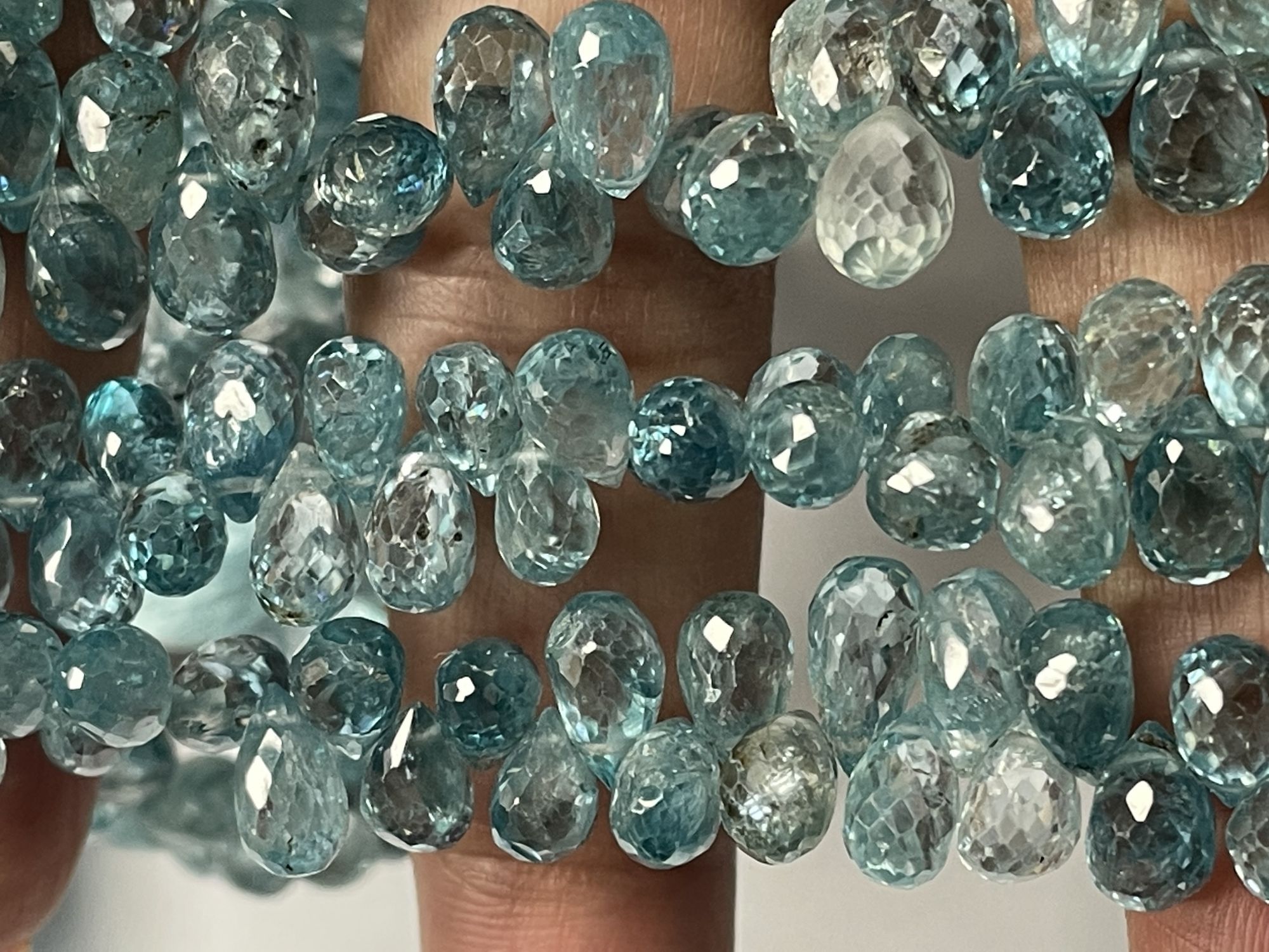 Blue Zircon Drop Faceted