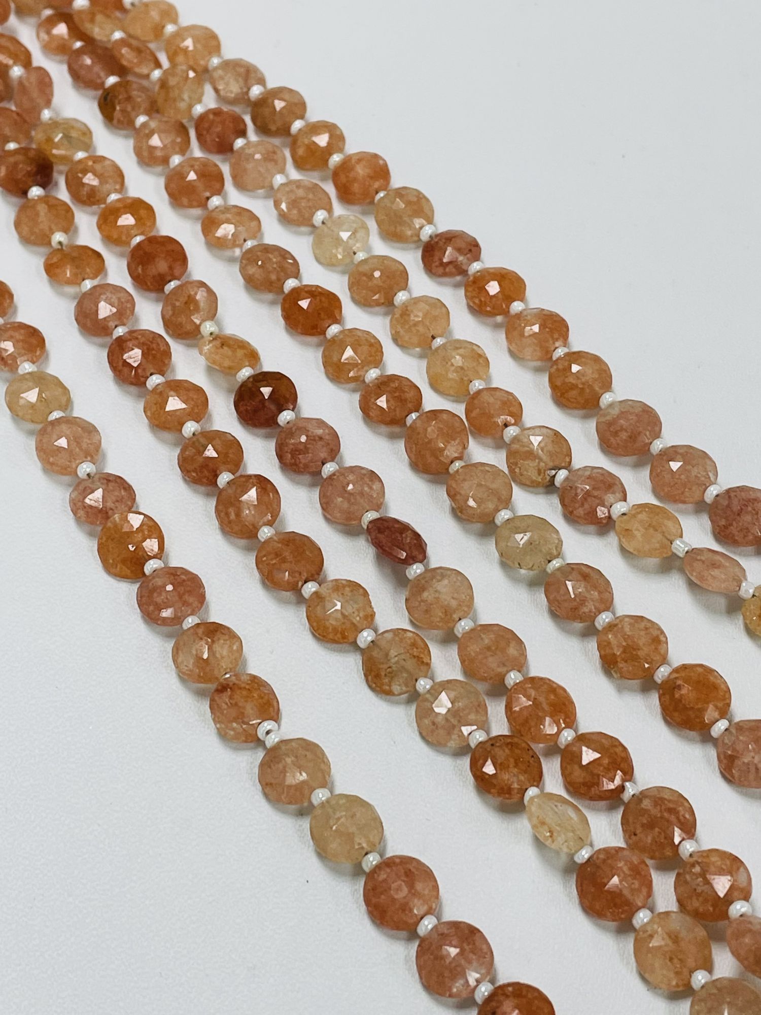 Peach Strawberry Quartz Coin Faceted