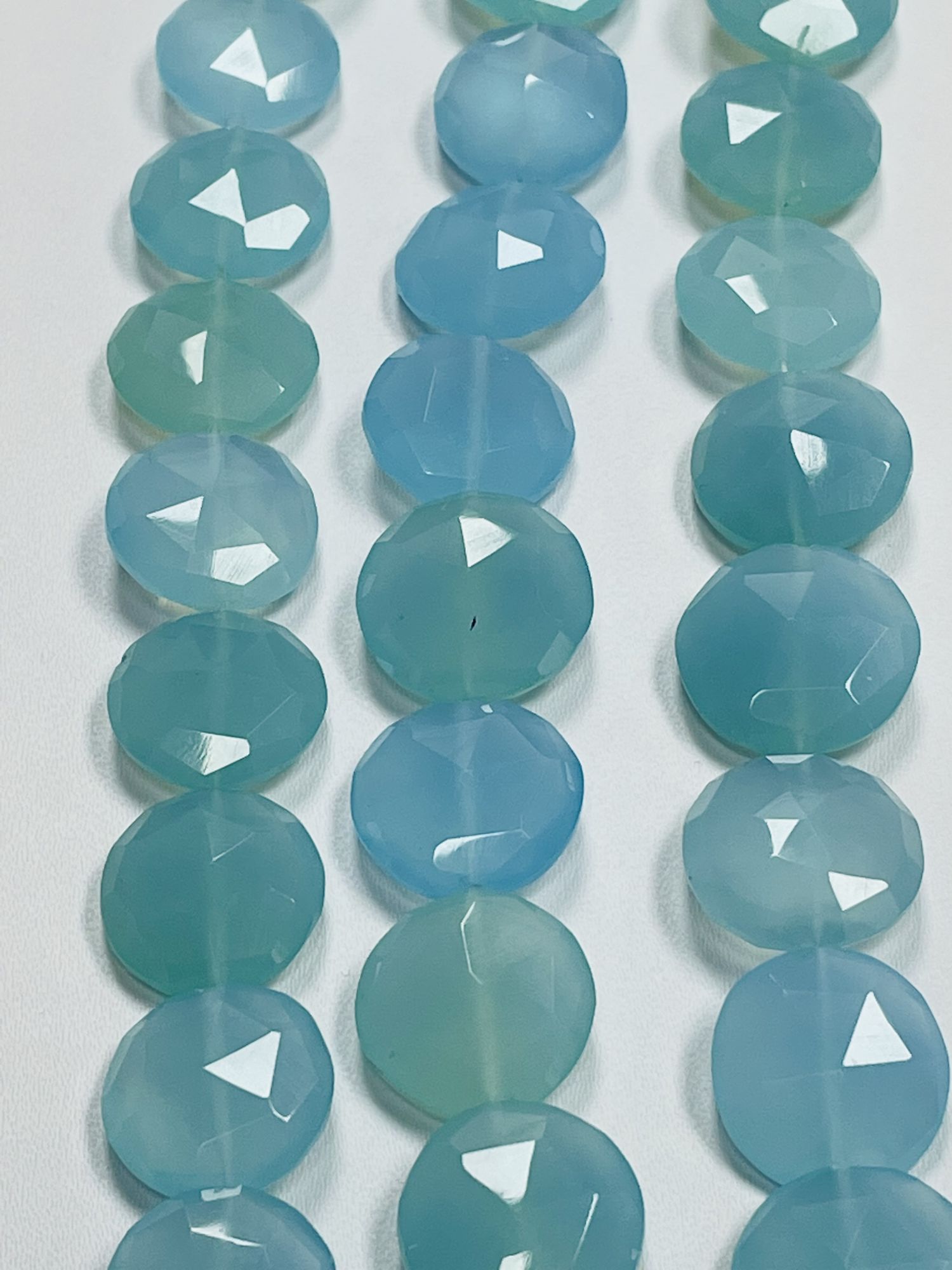 Blue Chalcedony Coin Faceted