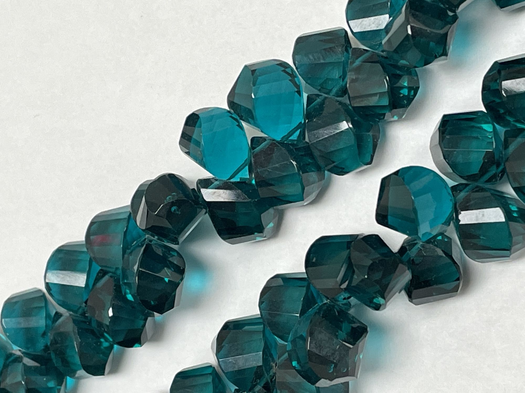 Teal Hydro Quartz Twisted Drop Faceted