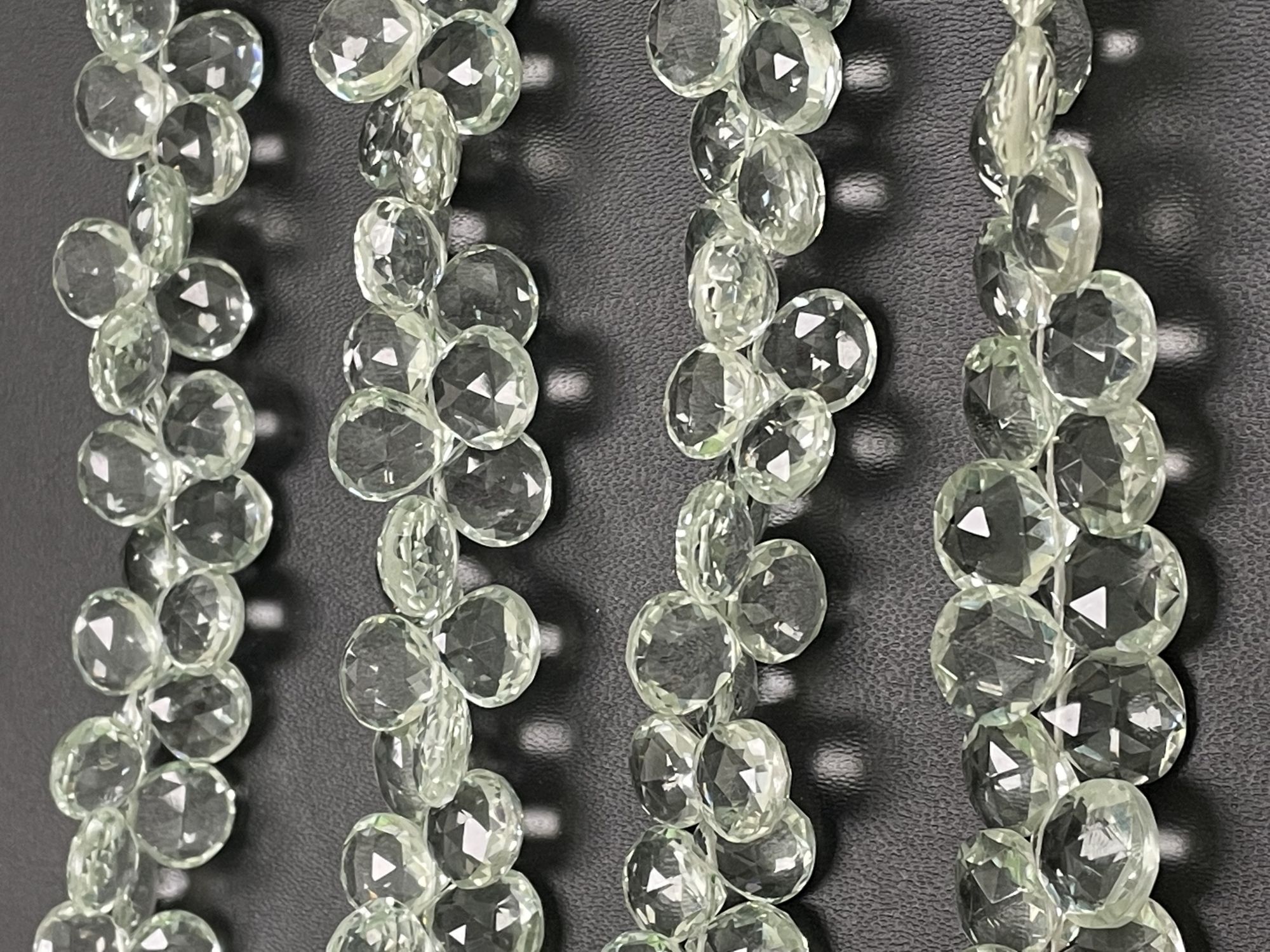 Green Amethyst Hearts Faceted