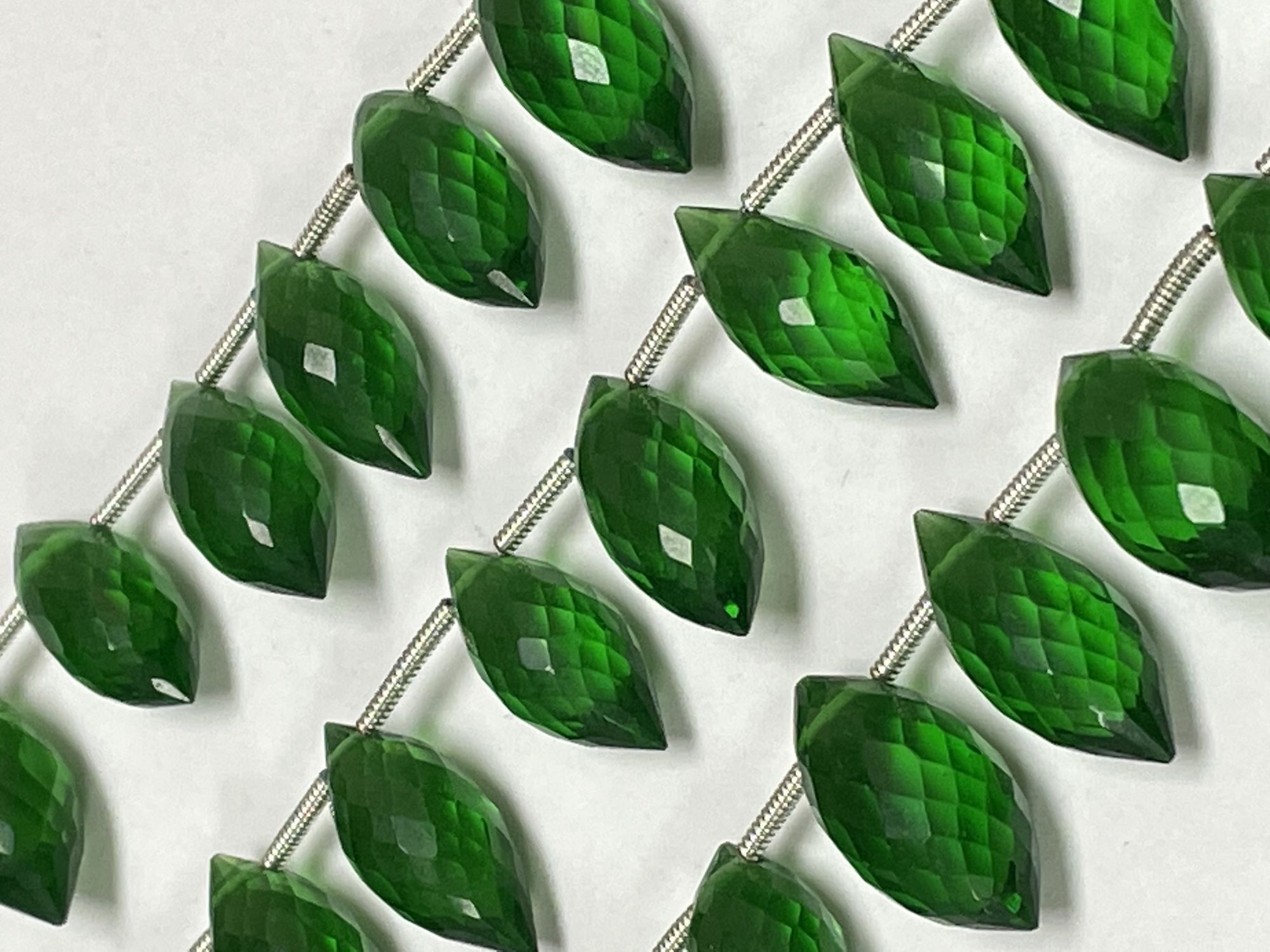 Green Hydro Quartz Puff Marquise Faceted