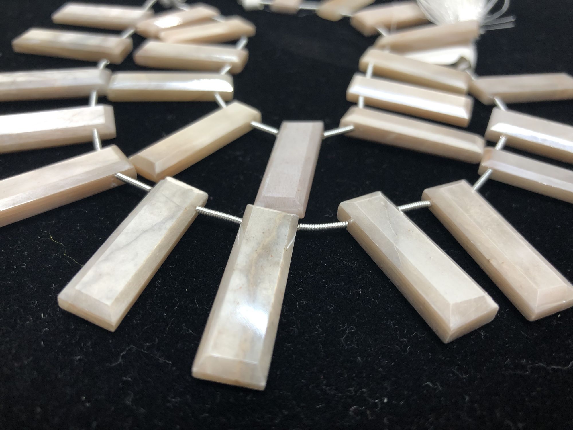 Cream Moonstone Rectangles Faceted