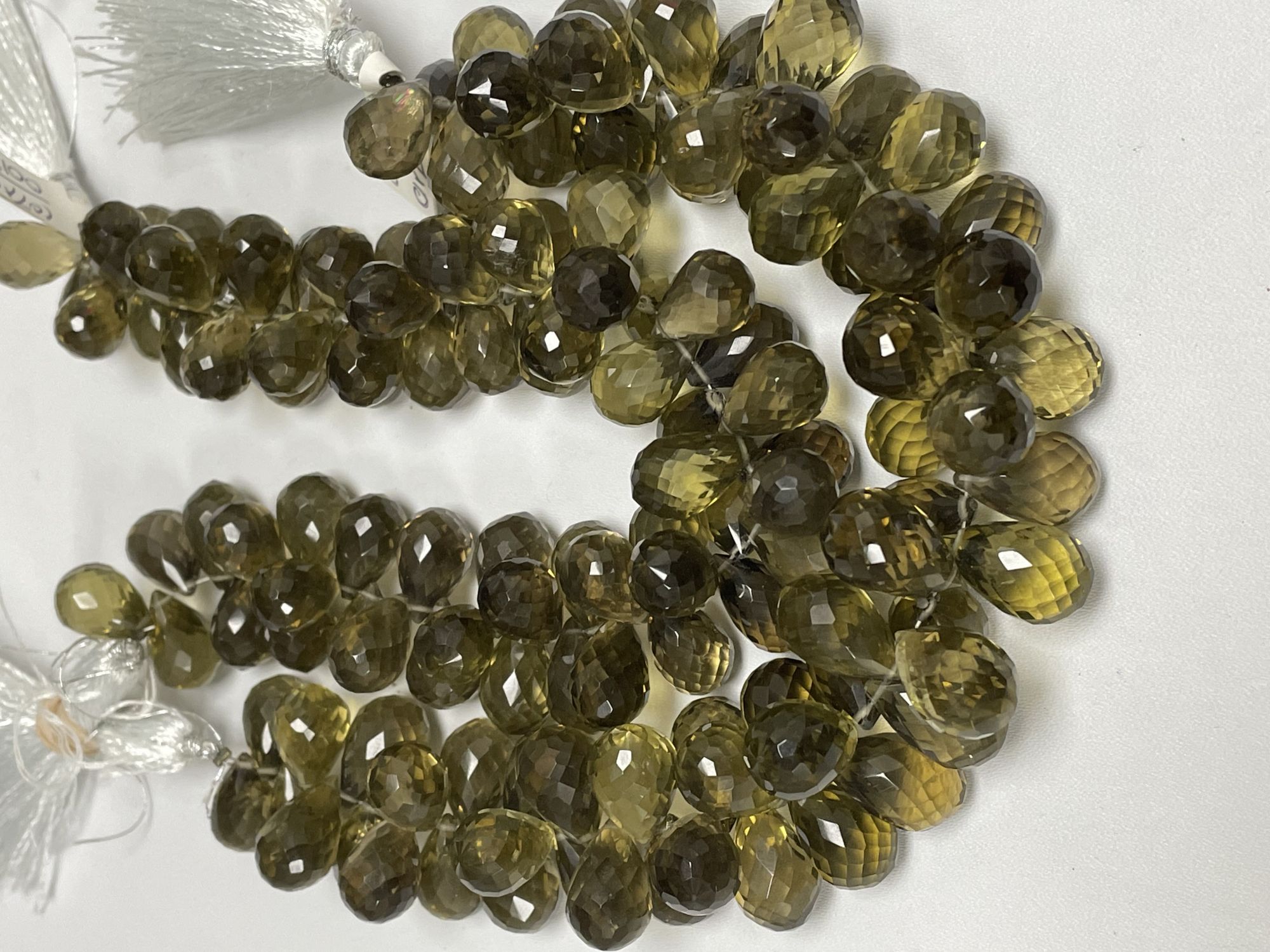 Olive Quartz Drop Faceted