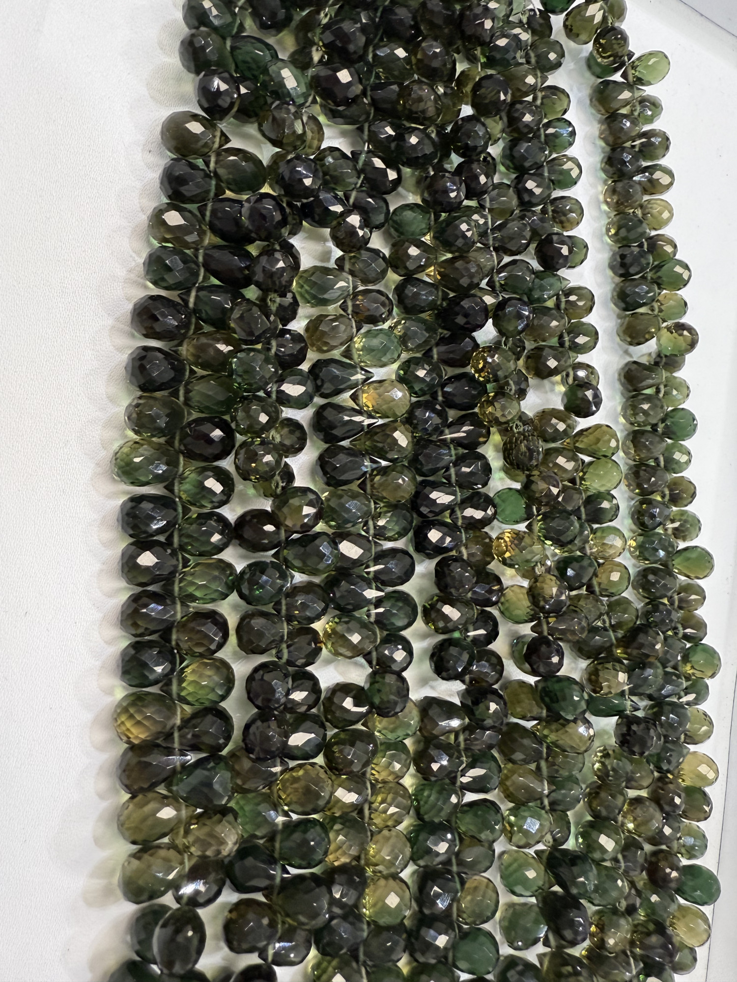 Olive Green Hydro quartz Drop Faceted