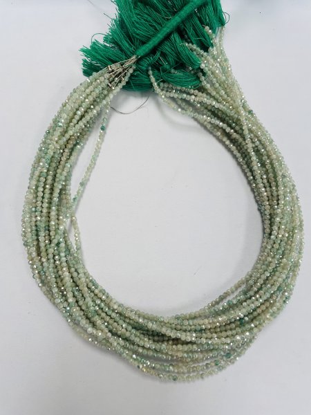 Green Coated Moonstone Rondelle Facted