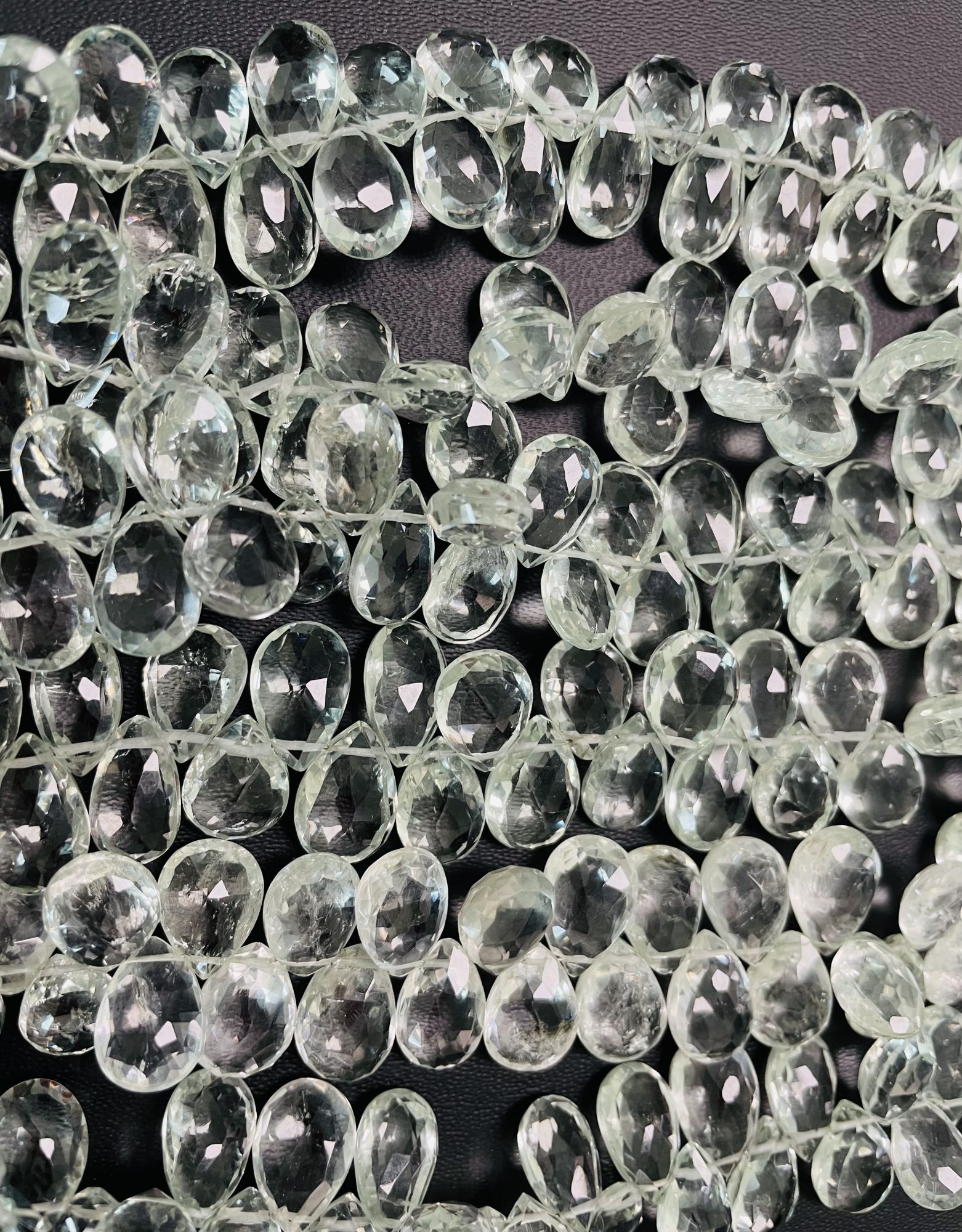 Green Amethyst Pears Faceted