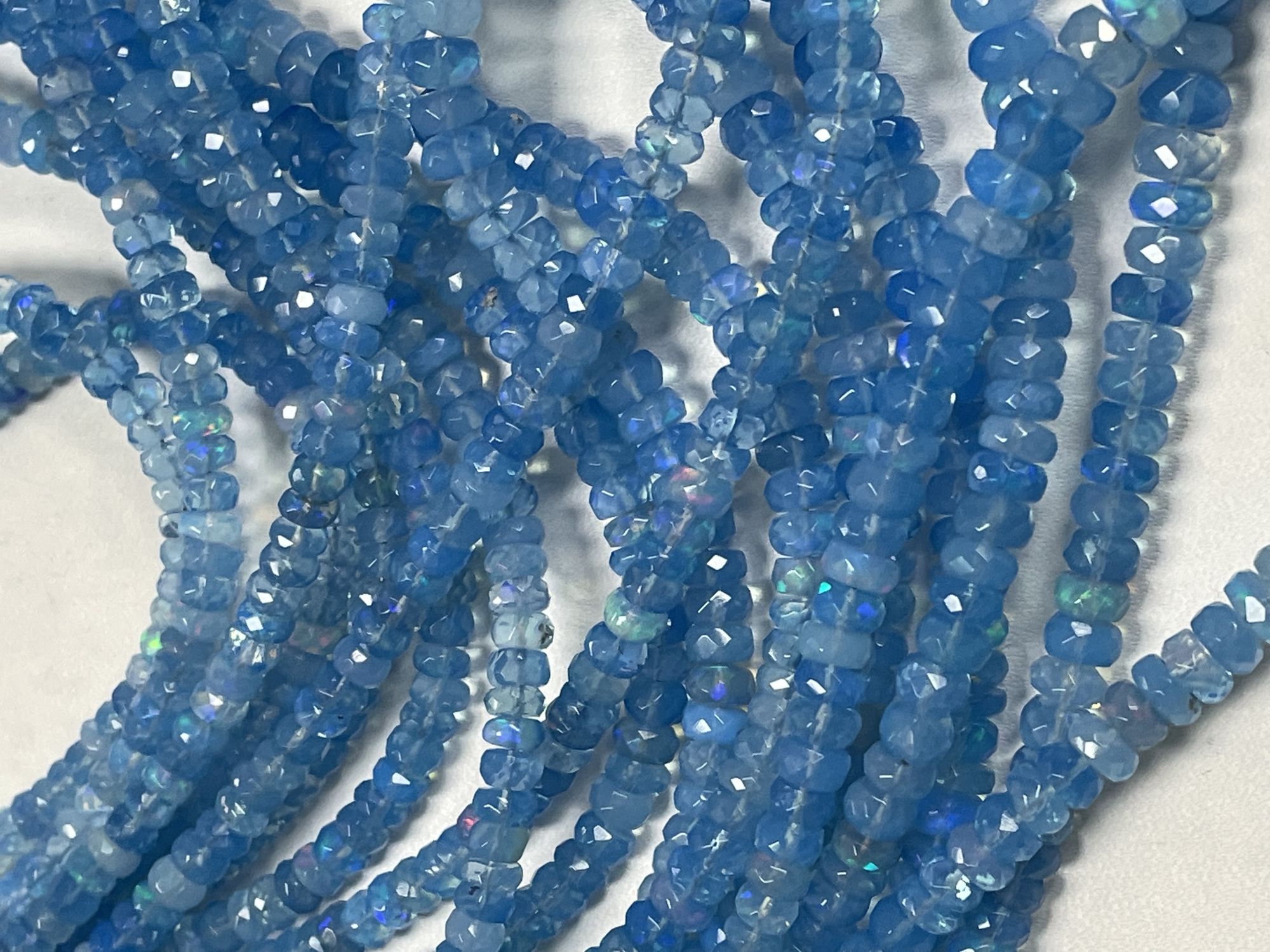 Blue Ethiopian Opal Rondelle Faceted