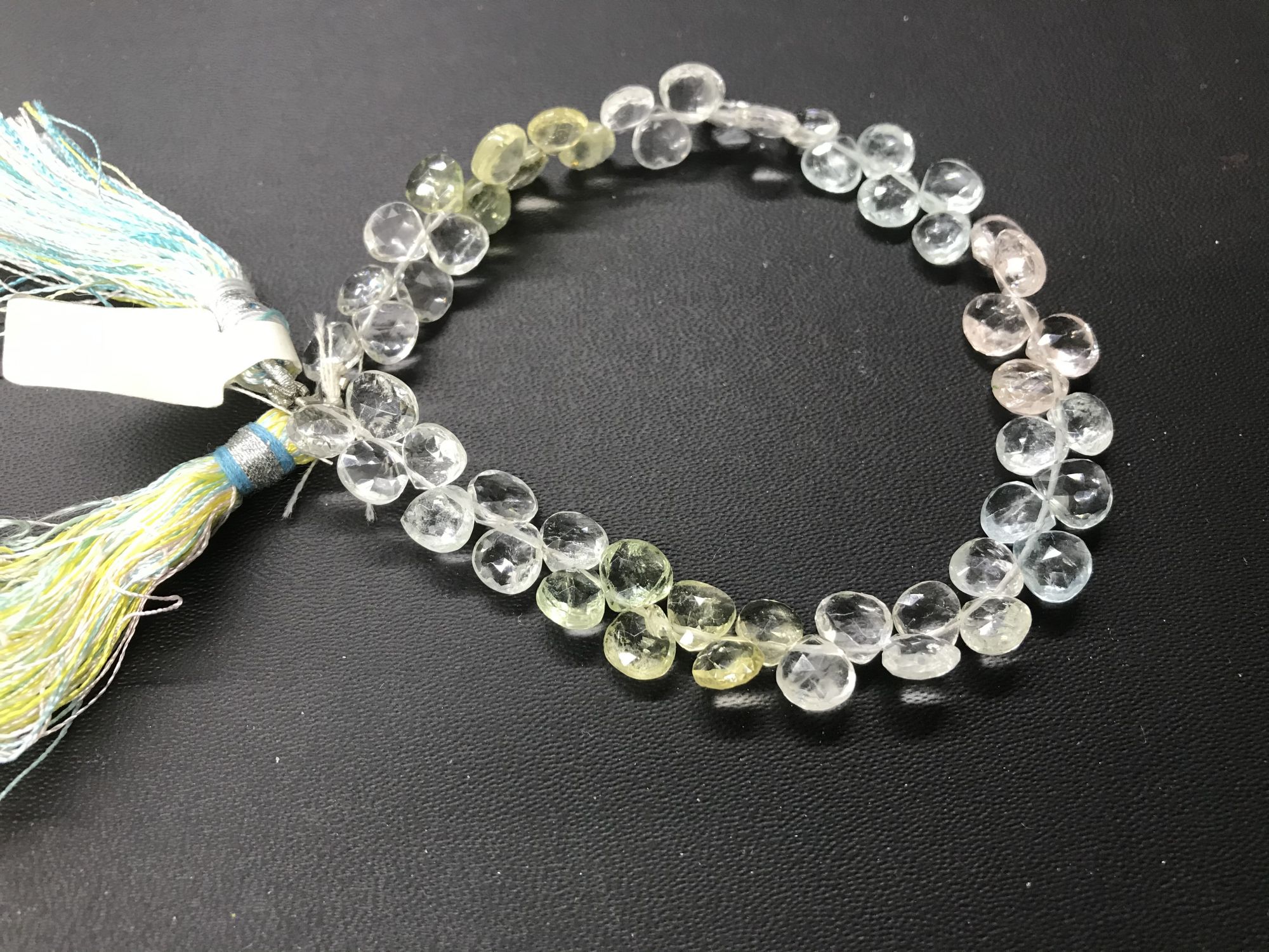 Multi Aquamarine Hearts Faceted