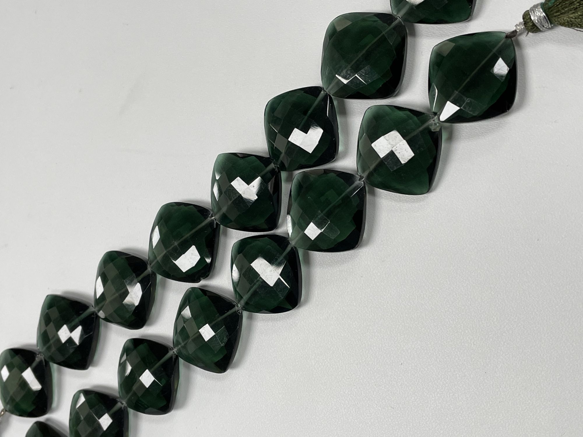 Forest Green Hydro Quartz Cushion Faceted