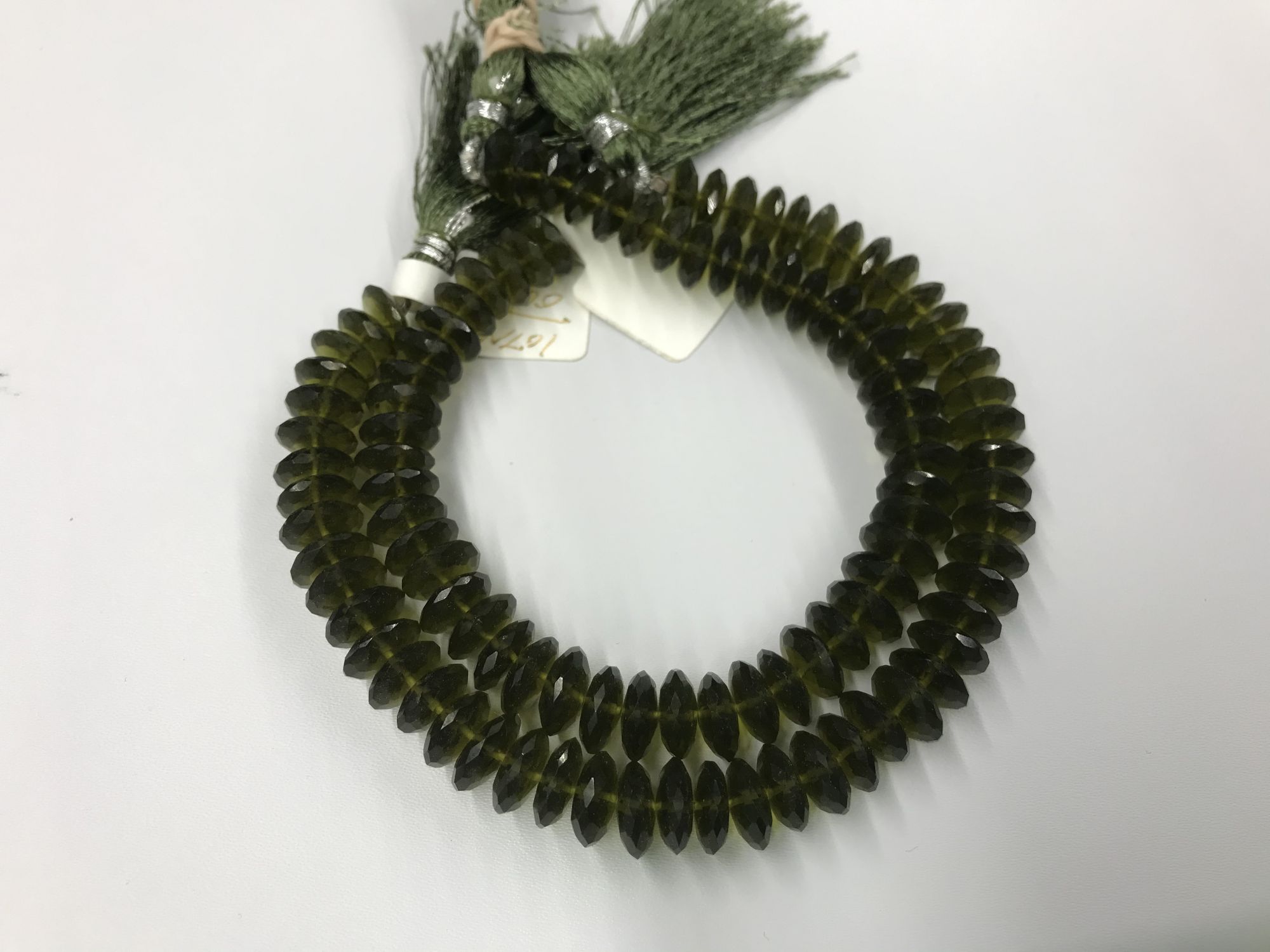 Olive Green Hydro Quartz Disc Faceted
