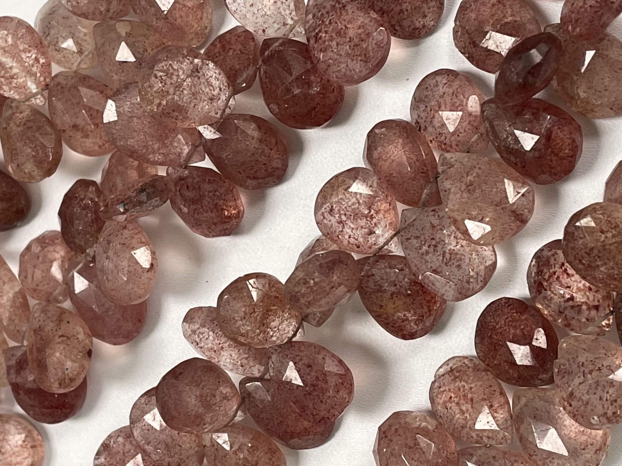 Pink Strawberry Quartz Pear Faceted