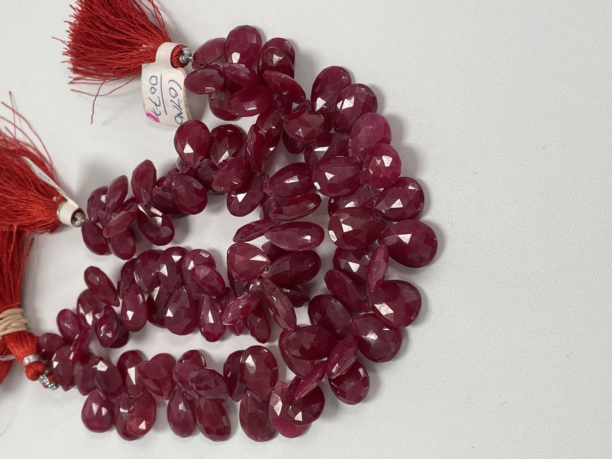 Dyed Ruby Pear Faceted