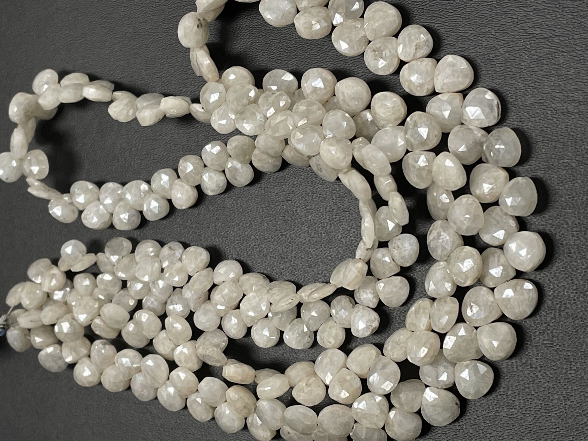 Pearl White Silverite Heart Faceted