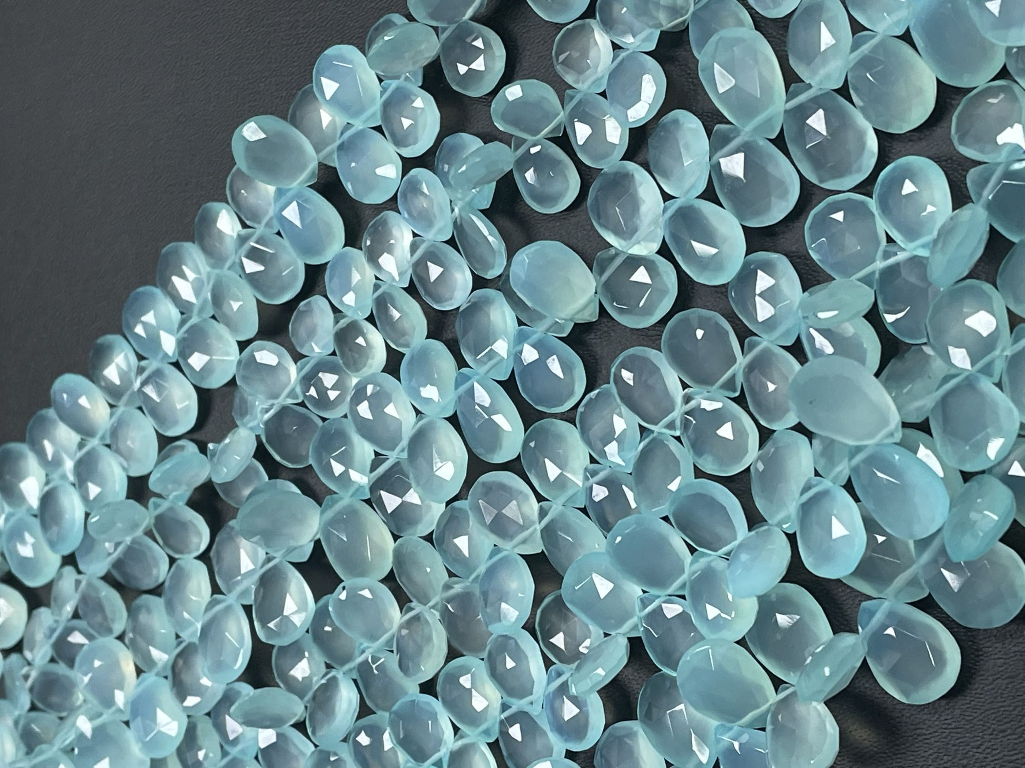 Aqua Chalcedony Pear Faceted