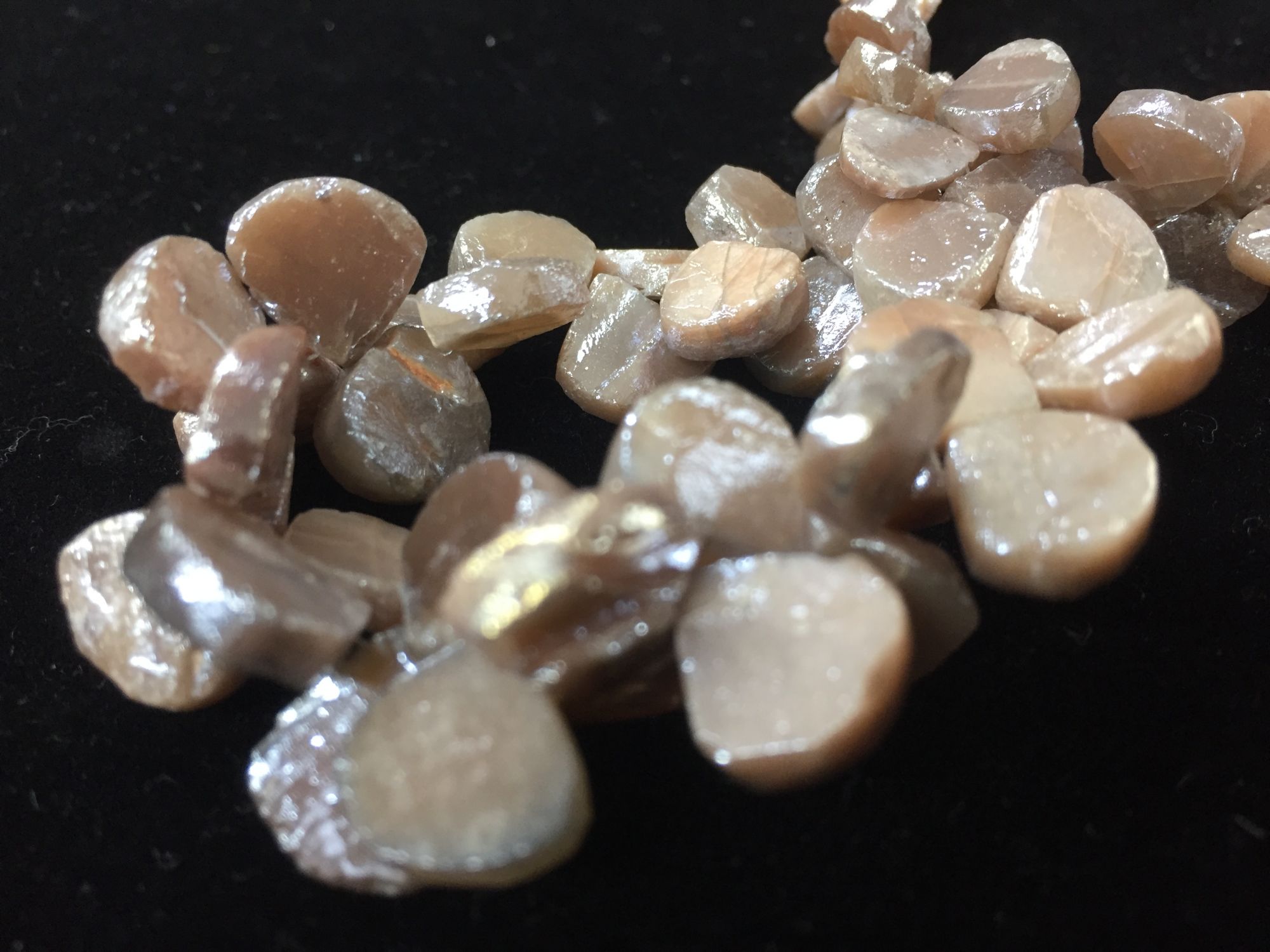 Peach Moonstone Hearts Faceted Coated