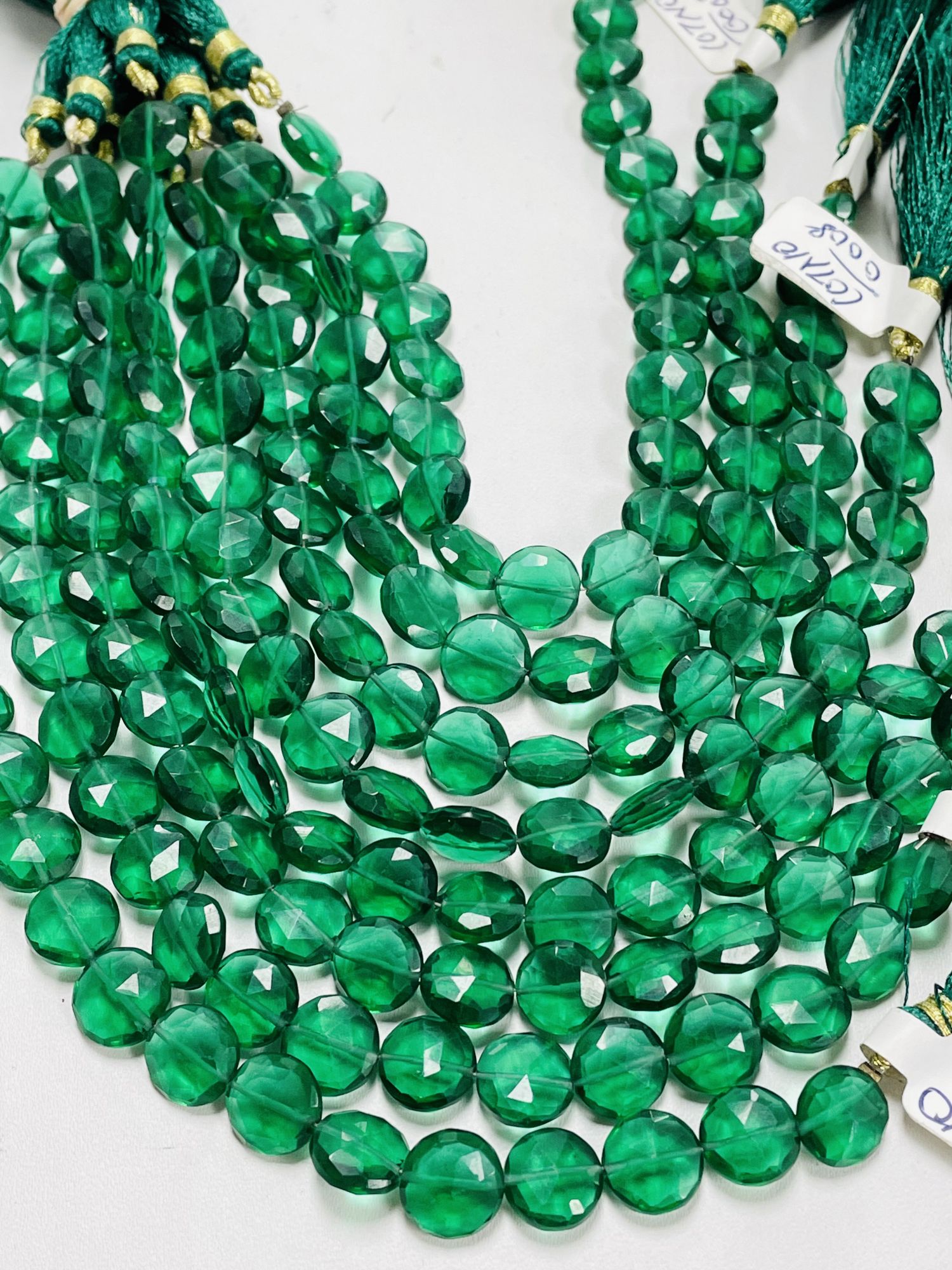 Emerald Green Hydro Quartz Coin Faceted