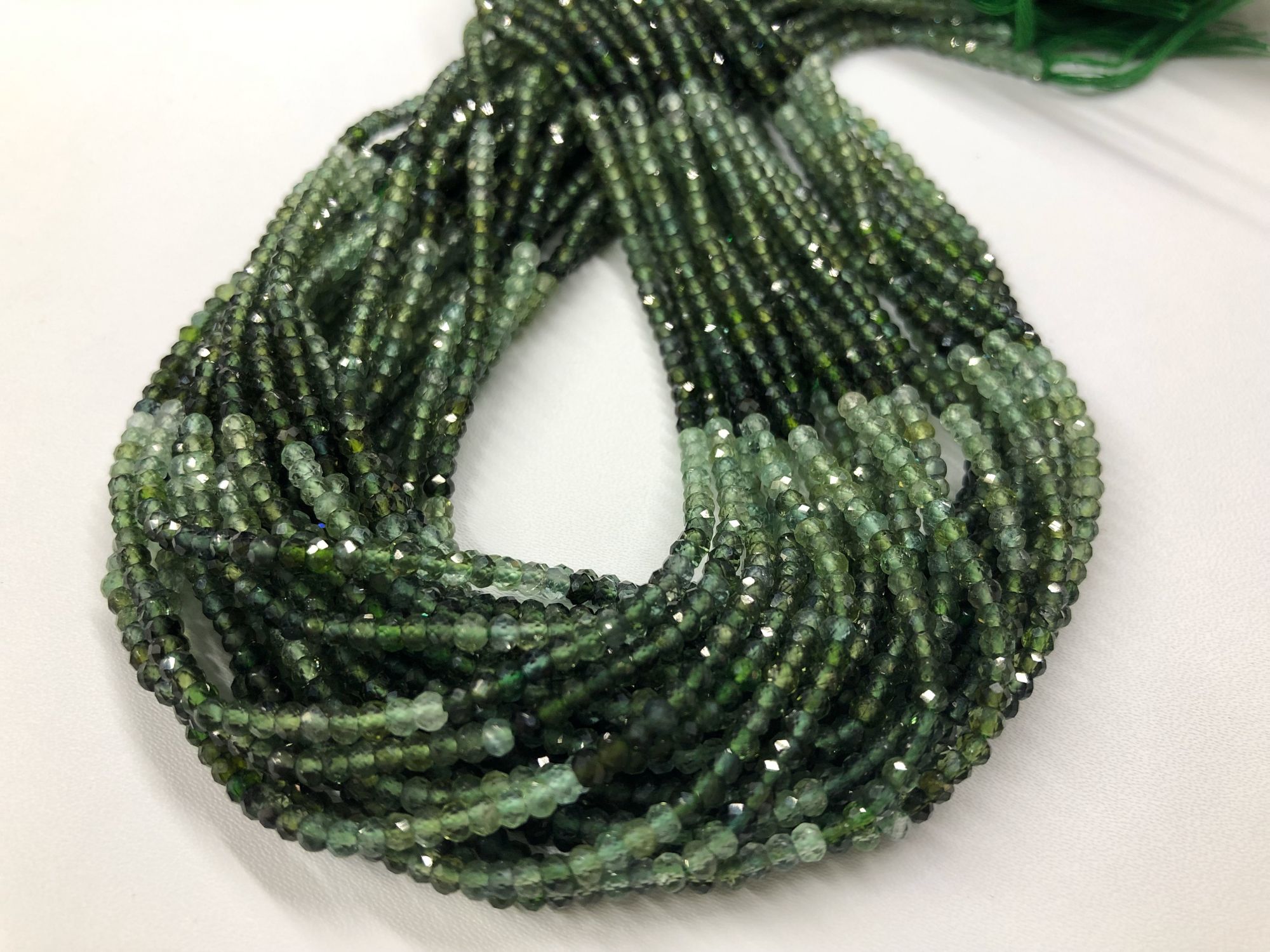 Shaded Green Tourmaline Rondelle Faceted