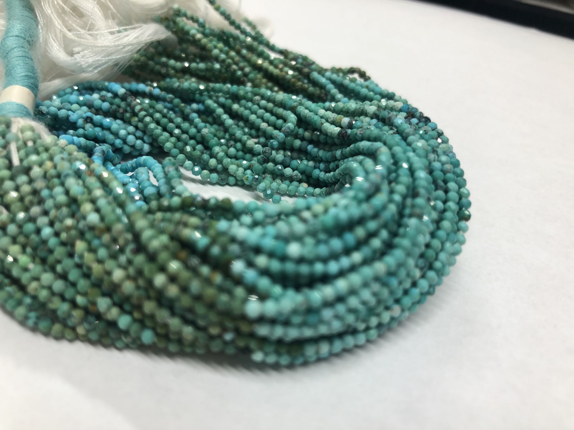 Shaded Arizona Sleeping Beauty Turquoise Rondelle Faceted