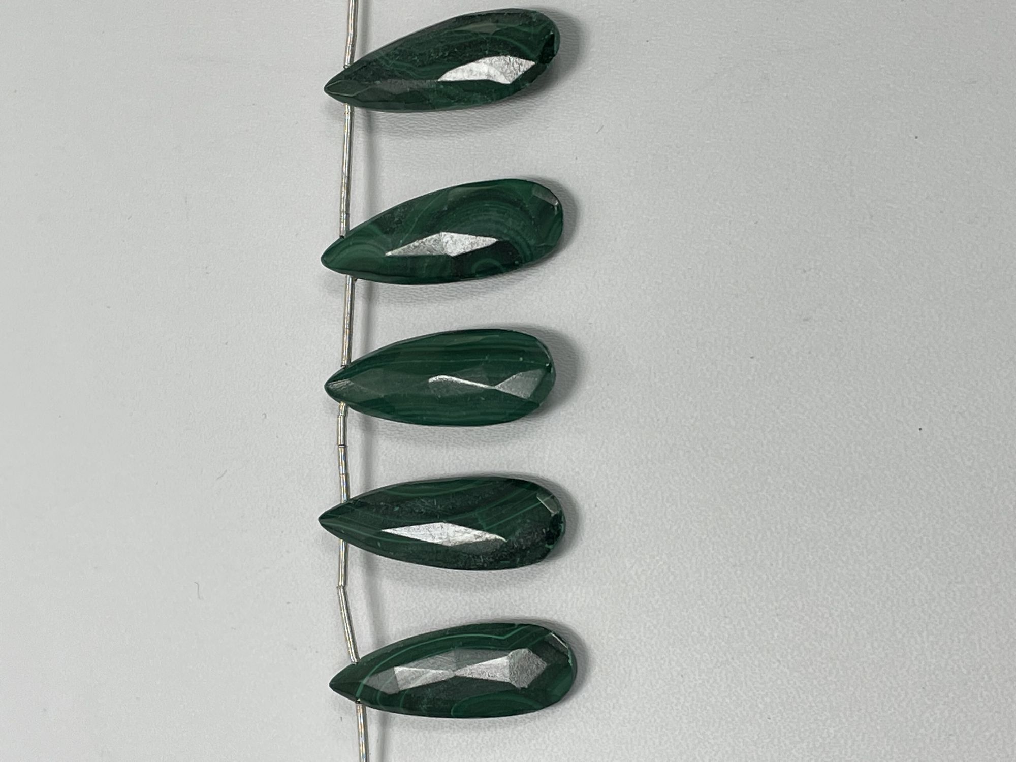 Malachite Long Pear Faceted