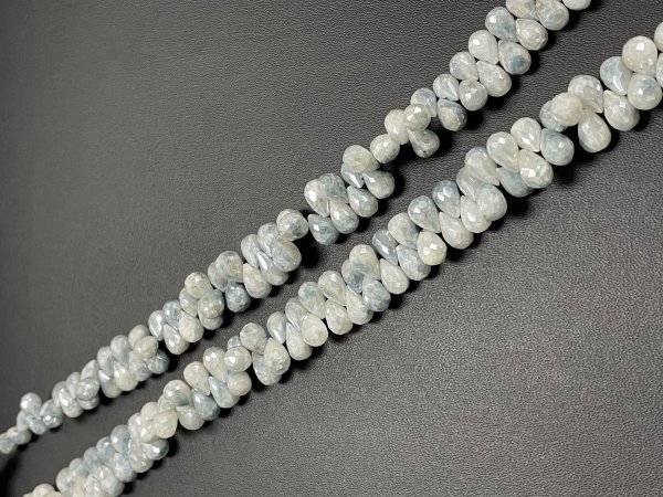 Blue White Silverite Drops Faceted
