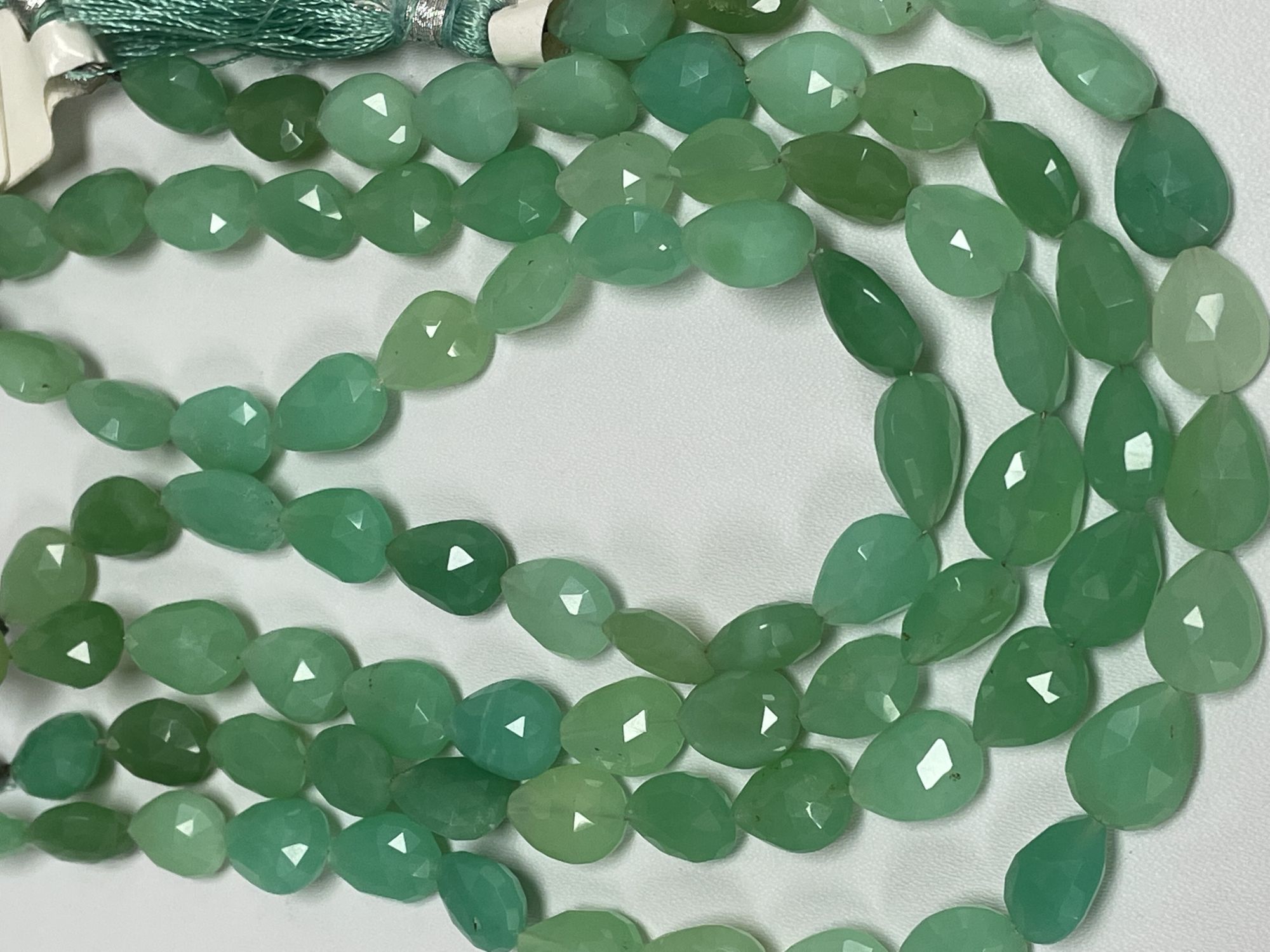 Chrysoprase Pears Top Drilled Faceted