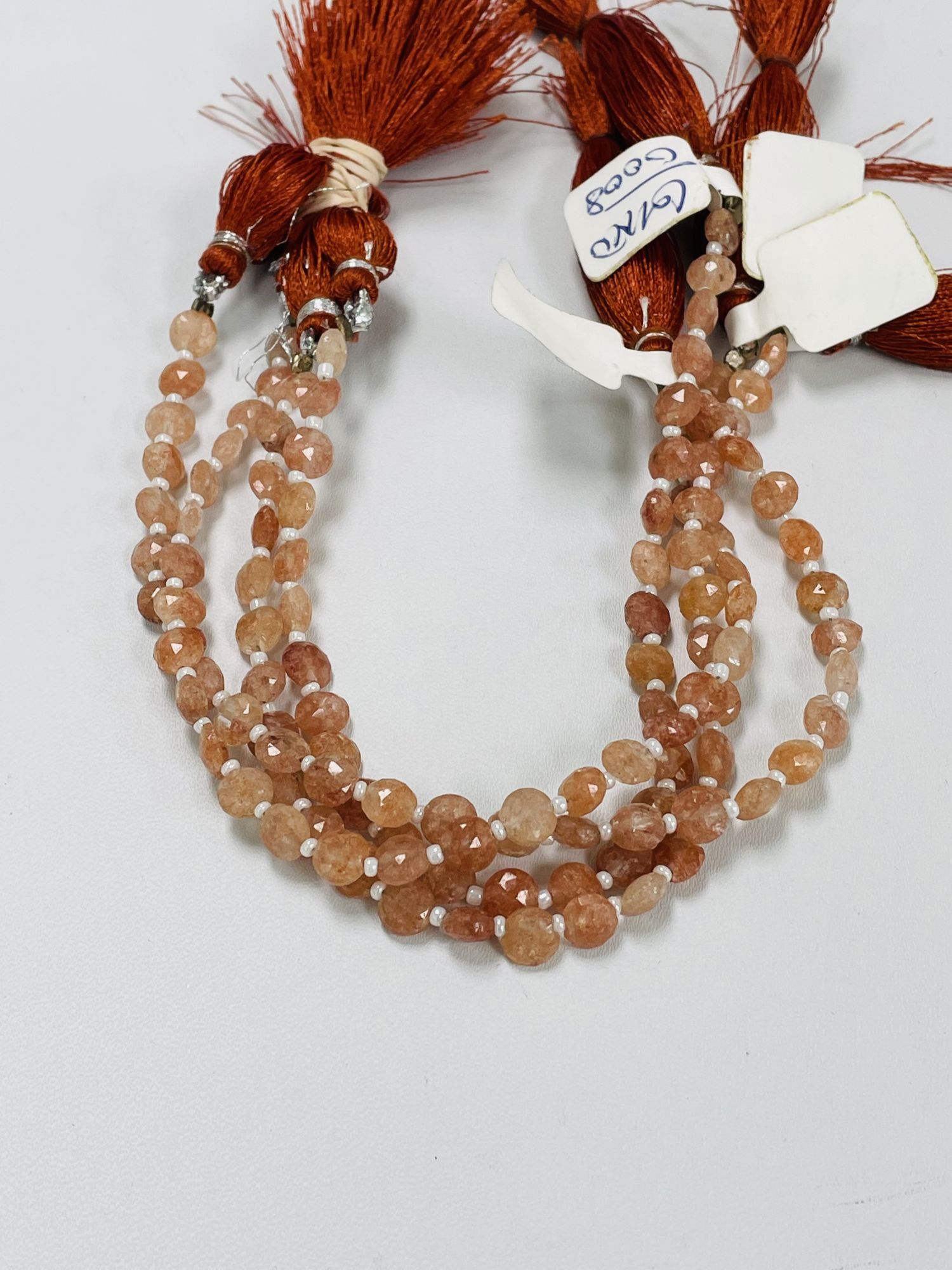 Peach Strawberry Quartz Coin Faceted