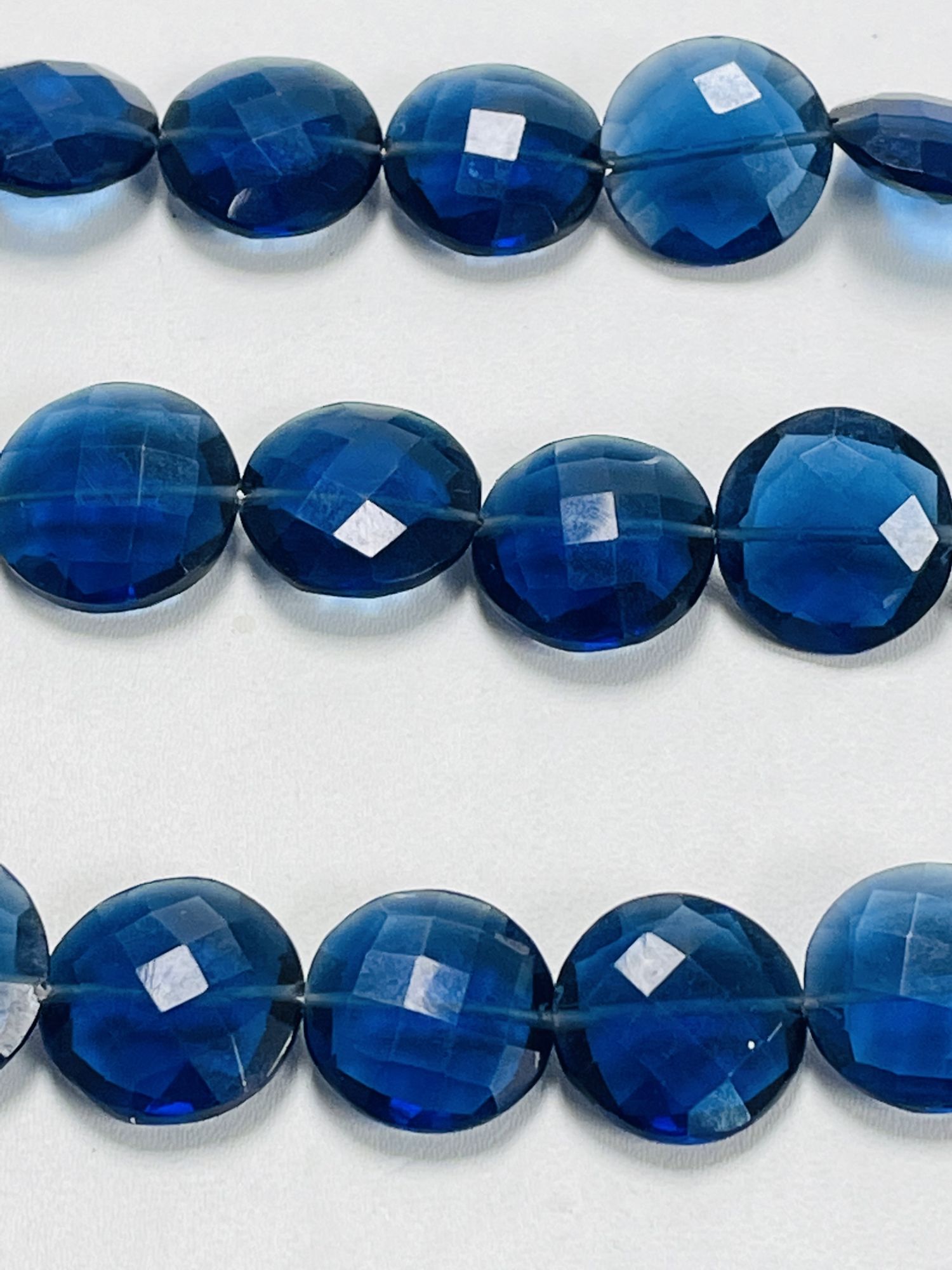 Navy Blue Hydro Quartz Coin Faceted