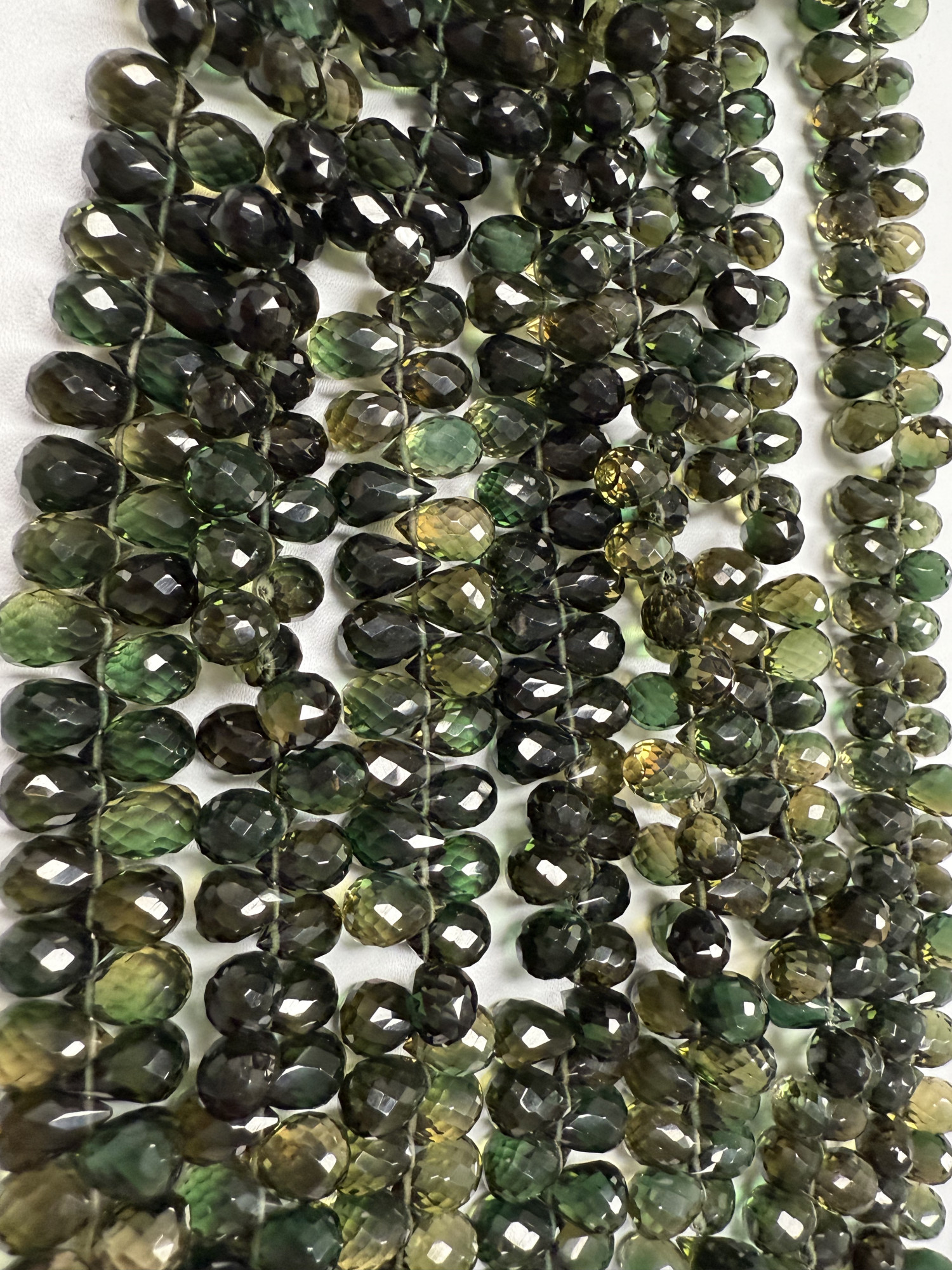 Olive Green Hydro quartz Drop Faceted