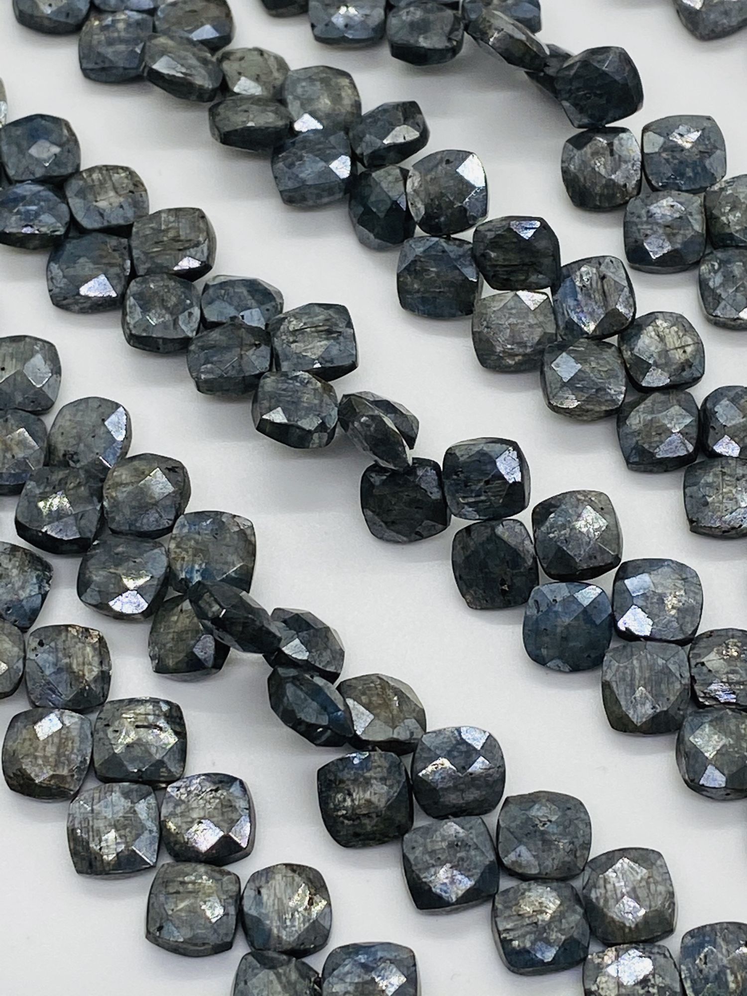 Coated Grey Kyanite Cushion Faceted