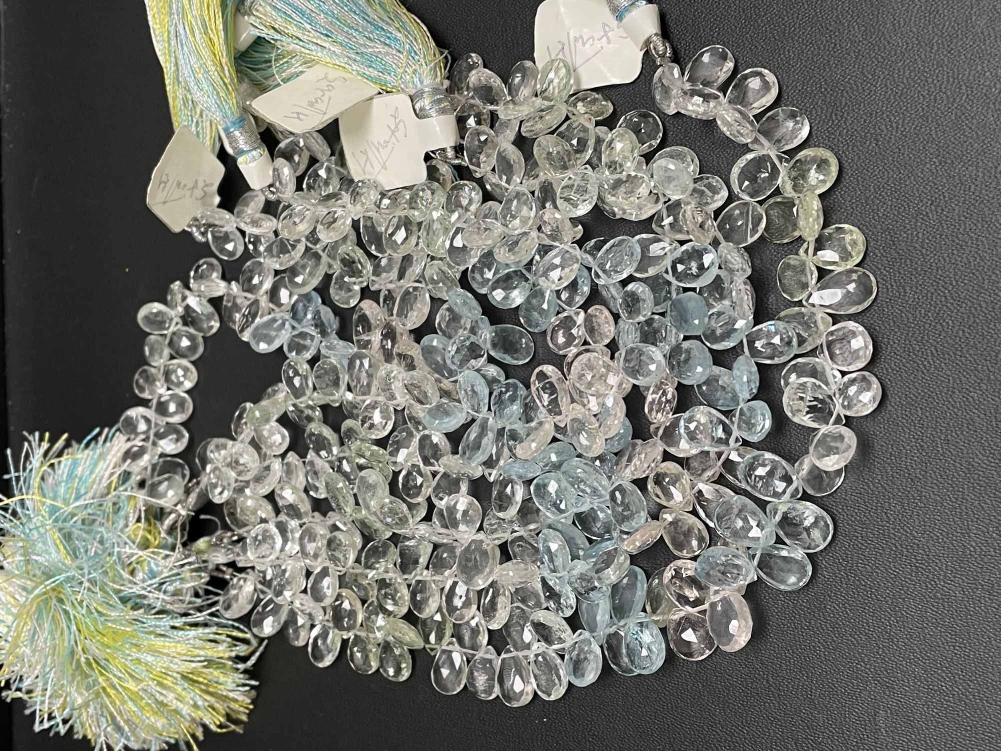 Multi Aquamarine Pear Faceted